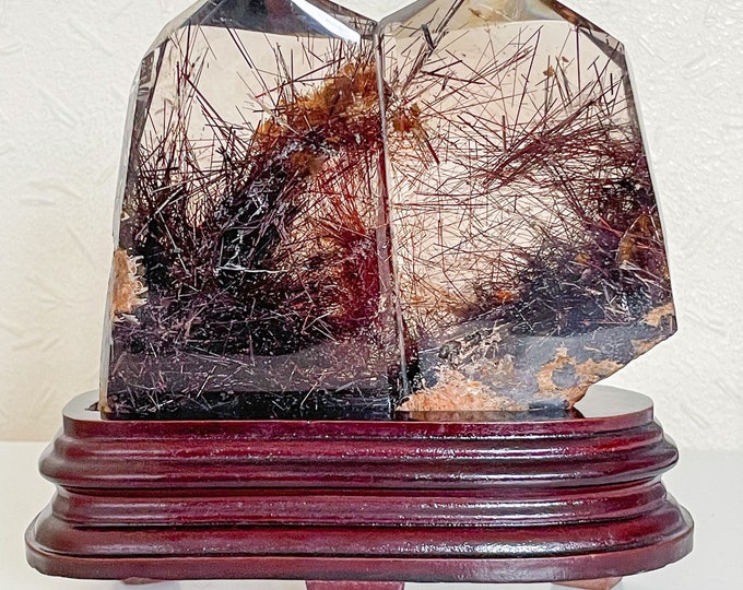 Red rutile quartz twin points Crystal high end crystal home decor