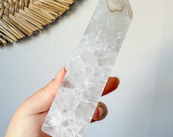 Premium ice  Black amethyst  flower agate crystal tower healing crystal home decor