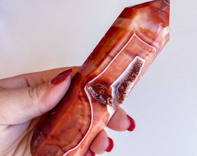 Carnelian crystal tower | Carnelian stone home decoration | carnelian stone healing crystal | birthstone gifts| wedding anniversary gift