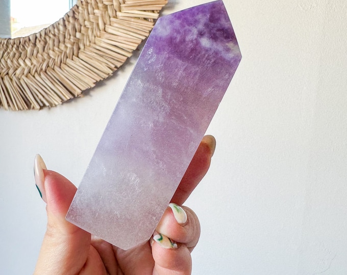 Fluorite crystal tower | Fuchsia fluorite |silk fluorite | pink fluorite | purple fluorite  crystal tower healing crystal home decoration
