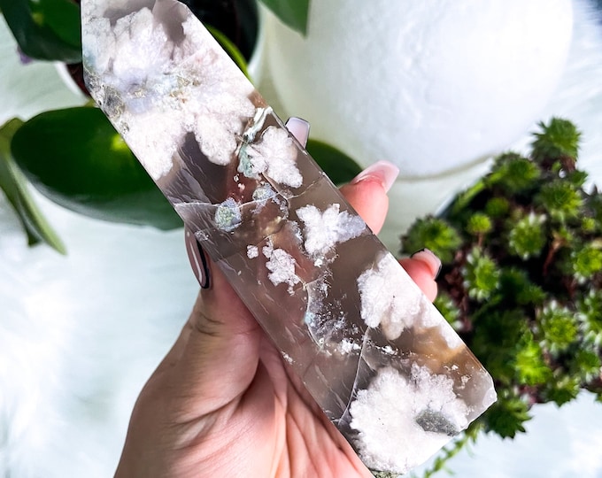 Flower agate crystal tower |cherry blossom agate home decoration | flower agate specimen | healing crystal | birthday gift|anniversary gift