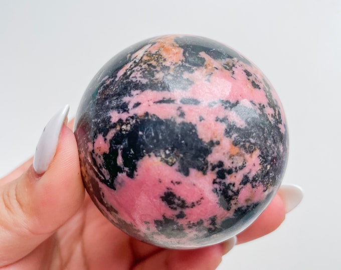 Rhodonite quartz crystal sphere healing crystal home decor