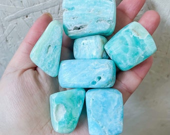 blue aragonite high quality crystal Tumblestone Healing Crystals