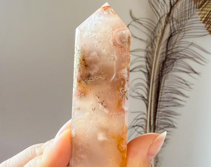 Flower agate geode Crystal tower (LY)  | High-quality flower agate crystal tower healing crystal home decor