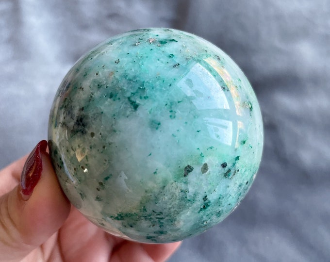 Chrysocolla in quartz sphere healing crystal home decor