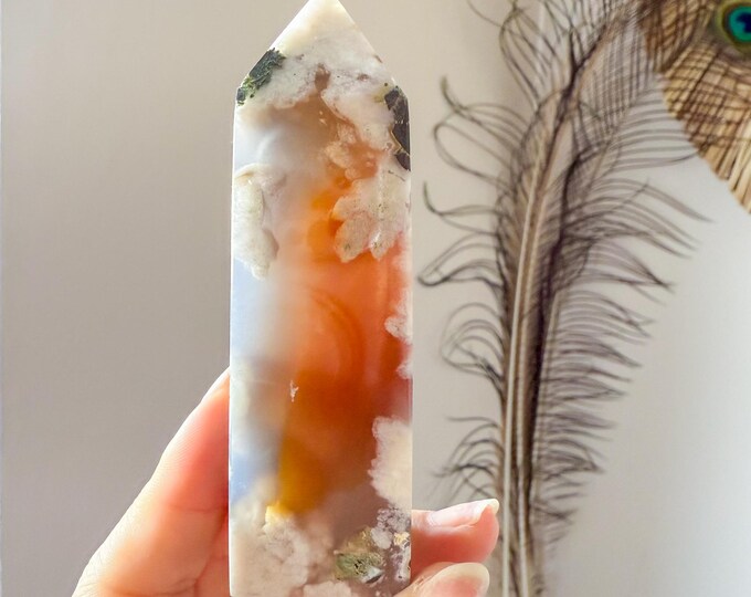 Flower agate geode Crystal tower (LY)  | High-quality flower agate crystal tower healing crystal home decor