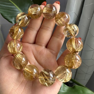 Premium Golden Rutilated quartz bracelet | Hight end fine crystal bracelet | Gemstone bracelet