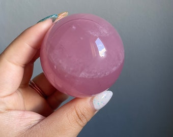 Rose quartz crystal sphere | healing crystal home decoration |rare crystal specimen | birthstone gifts| wedding anniversary gift