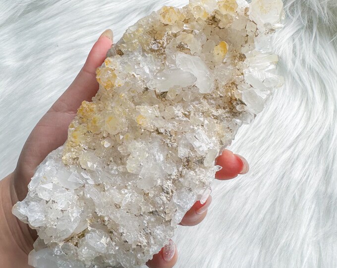 Rare found ! Golden aura clear quartz mineral specimen  | crystal healing home decoration | healing crystal | crystal decoration