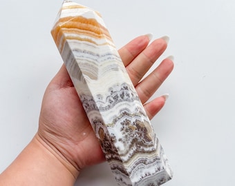 Dendritic orange calcite crystal point healing crystal home decoration meditation reiki practice