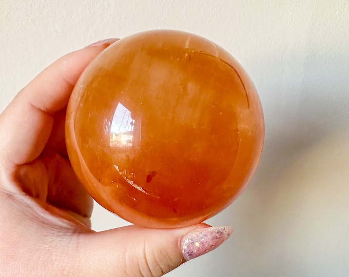 Honey calcite crystal sphere healing crystal home decor