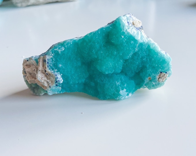 Blue aragonite with azurite and calcite rare crystal specimen