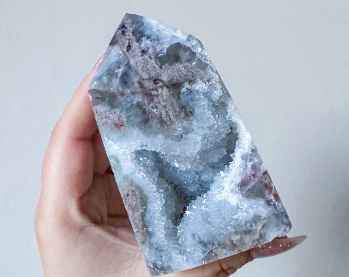 Matrix fluorite with quartz and calcite | rare fluorite crystal tower healing crystal