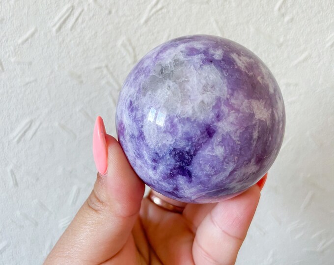 lepidolite crystal sphere healing crystal home decor