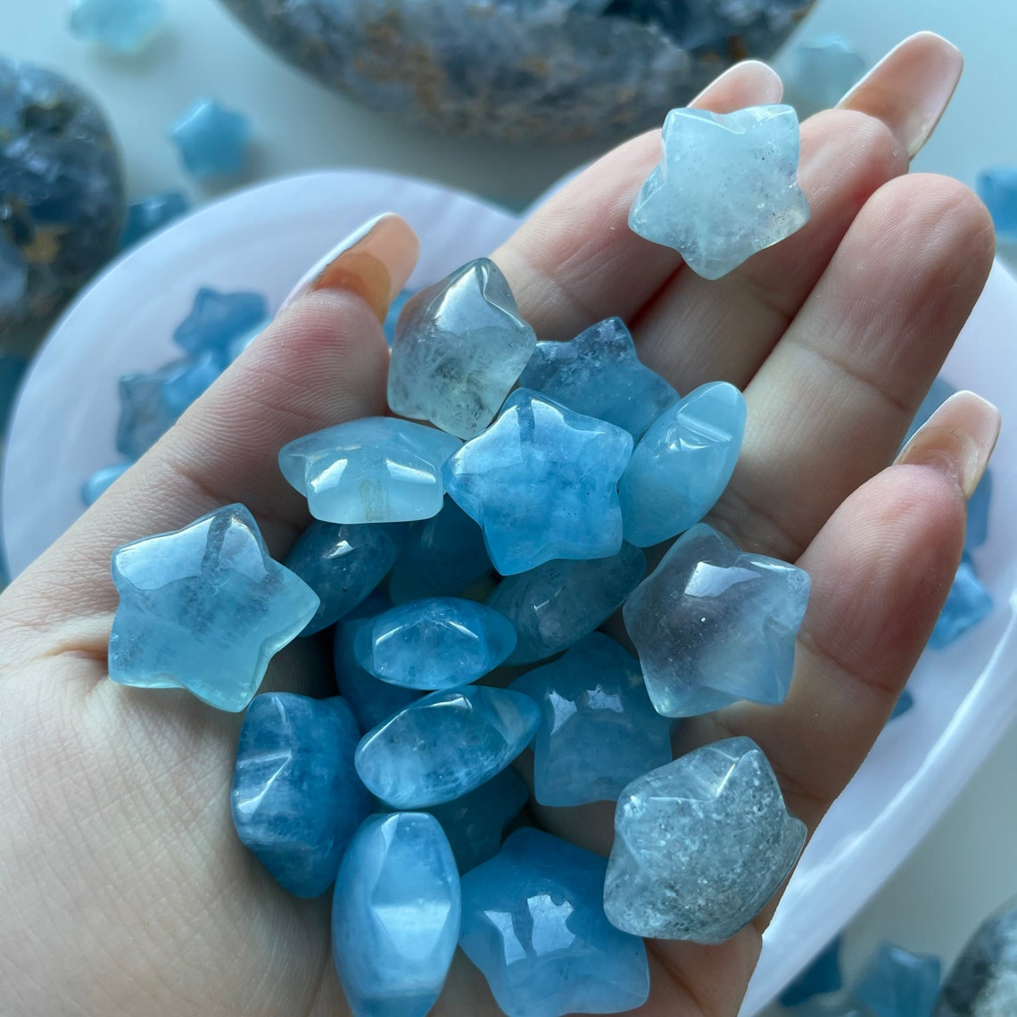 Aquamarine Crystal Star Premium Gem Quality Aquamarine Star Etsy