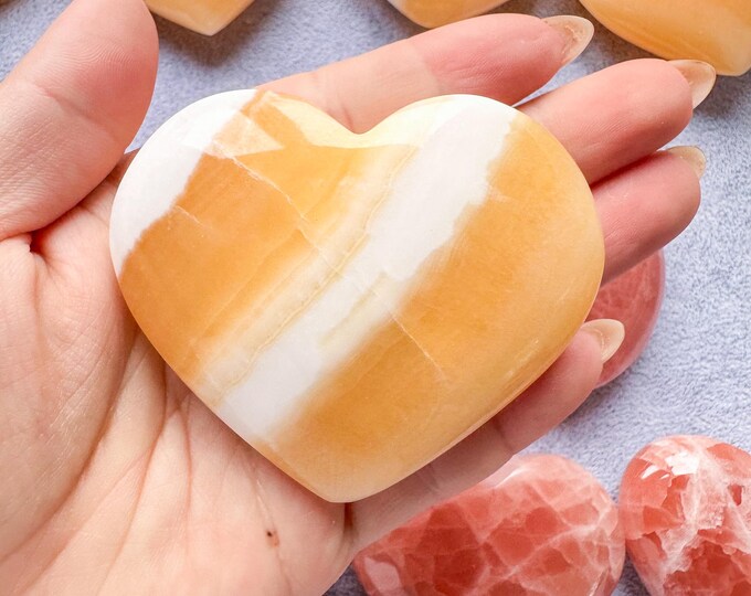 Reiki Healing Orange calcite Heart- SolarPlexus and Sacral Chakra Healing