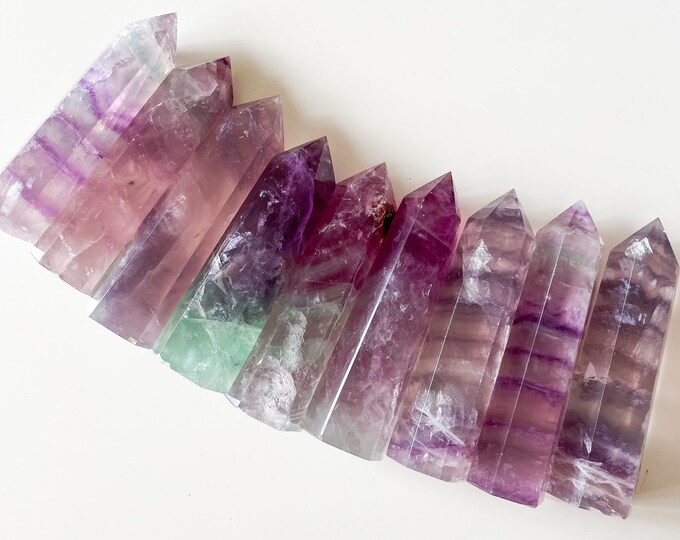 fluorite tower point healing crystal home decoration meditation reiki practice