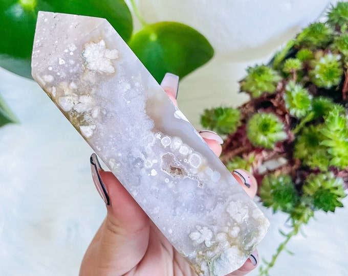 ice AMETHYST Flower agate crystal tower | amethyst with flower agate specimen | healing crystal | birthday gift|anniversary gift