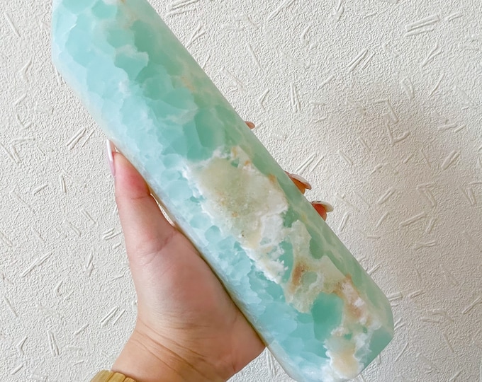 Caribbean blue calcite XL large crystal tower  crystal tower | Caribbean calcite healing crystal healing journey home decoration