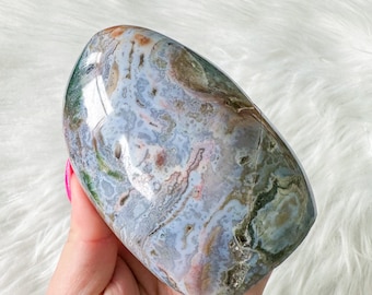 Ocean Jasper with Blue chalcedony crystal freeform healing crystal home decor