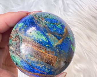 Rare Azurite with Malachite Sphere