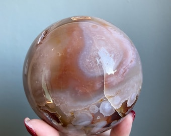 Flower agate crystal sphere|cherry blossom agate home decoration | flower agate specimen | healing crystal | birthday gift|anniversary gift