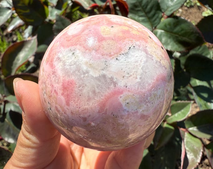 Peruvian Rhodochrosite with pyrite Sphere |pink crystal gift | pink crystal wellbeing home decoration | unique love birthday gift