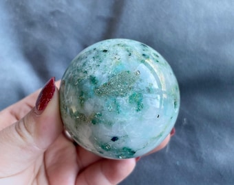 Chrysocolla in quartz sphere healing crystal home decor