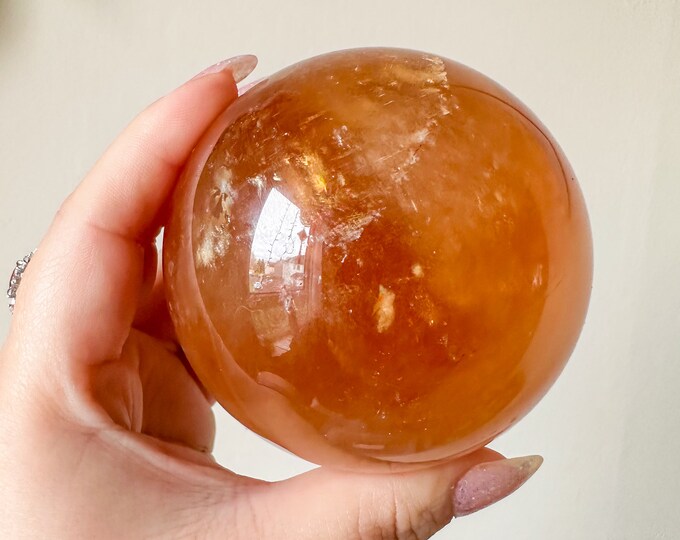 Honey calcite crystal sphere healing crystal home decor