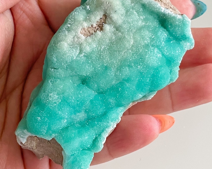 Blue aragonite with azurite and calcite rare crystal specimen