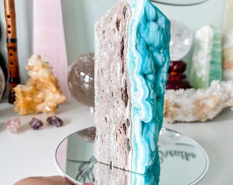 コレクターグレードのブルーアラゴナイト大型タワー - 絶妙なホーム