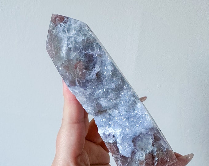 Matrix fluorite with quartz and calcite | rare fluorite crystal tower healing crystal