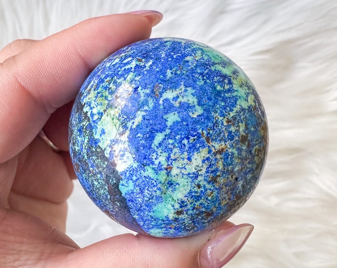 Rare Azurite with Malachite Sphere