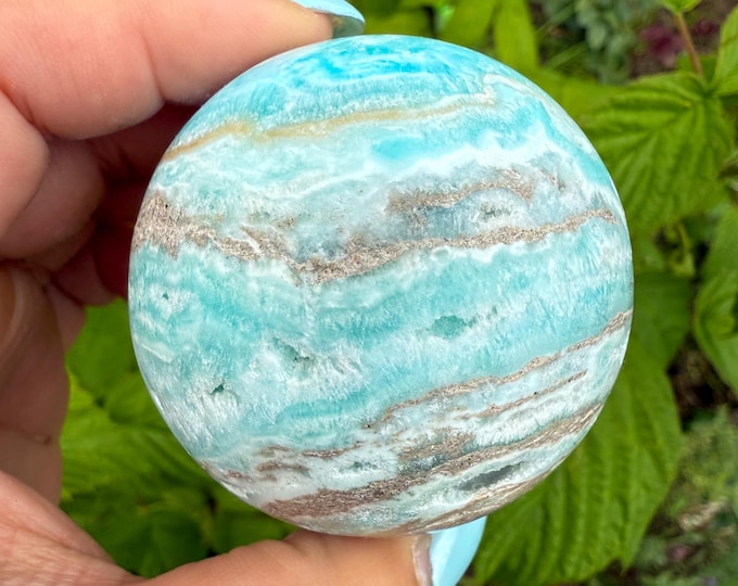 Blue aragonite crystal sphere healing crystal home decor