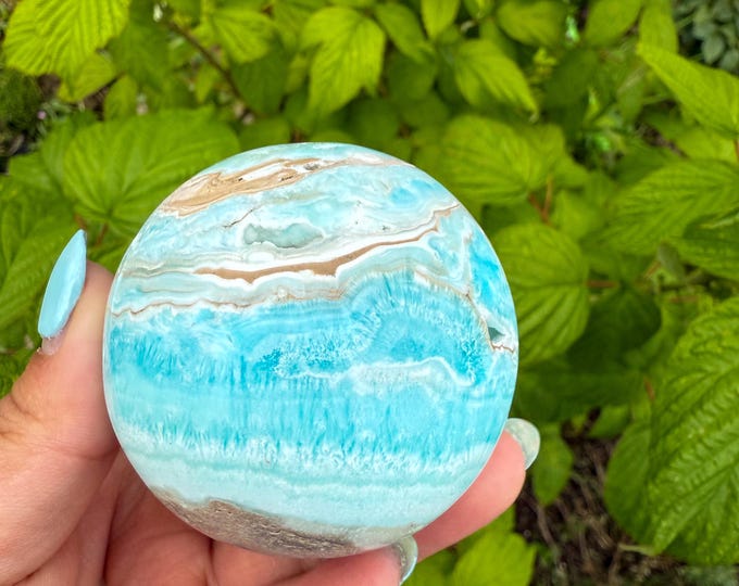 Blue aragonite crystal sphere healing crystal home decor