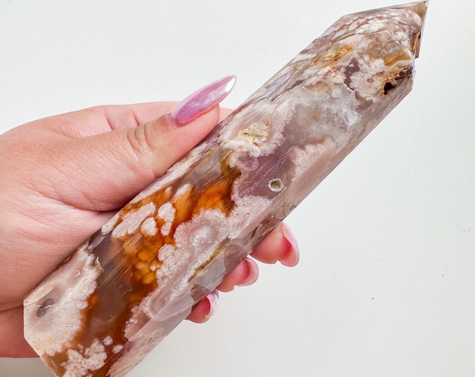 flower agate (PP) Crystal tower | flower agate crystal tower healing crystal home decor |crystal gift |unique home decor|