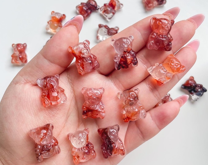 Mini teddy bear | gem hematoid quartz miniature | mini crystal collection