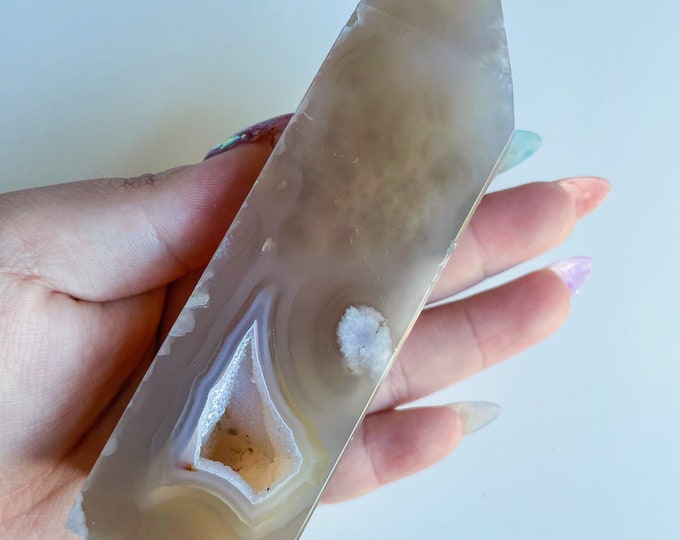 Druzy flower agate geode Crystal tower pink flower agate crystal tower healing crystal home decor