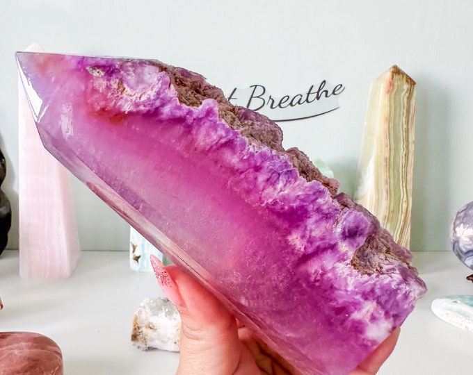 Pink-Purple Fluorite Tower - High Quality Crystal Home Decor - Healing Properties and Eye-Catching Design