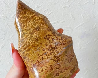 Ocean Jasper crystal flame healing crystal home decor