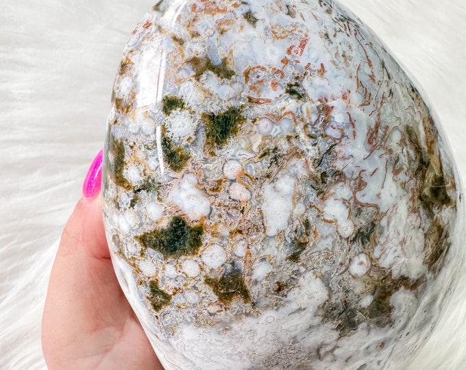 Ocean Jasper with Blue chalcedony crystal freeform healing crystal home decor