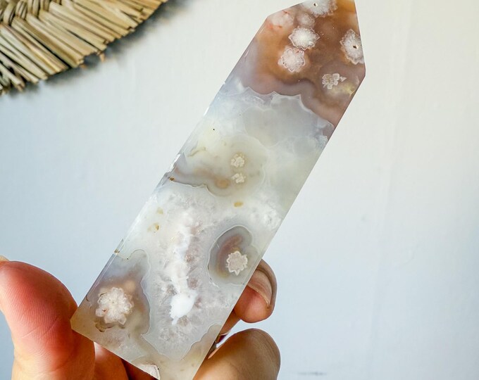 Flower agate geode Crystal tower (LY)  | High-quality flower agate crystal tower healing crystal home decor