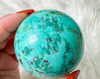 Rare chrysocolla crystal sphere
