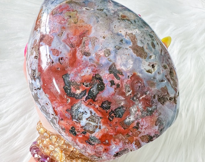 Ocean Jasper with Blue chalcedony crystal freeform healing crystal home decor