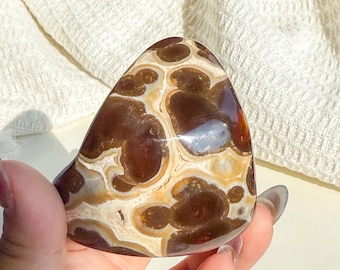 Rare Orbicular Chocolate Calcite Freeform – Grounding Crystal for Emotional Healing & Home Decor