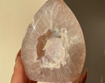 Druzy pink amethyst agate Freeform natural crystal ornament home decoration