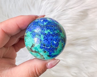 Rare Azurite with Malachite Sphere