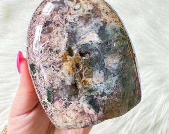 Ocean Jasper with Blue chalcedony crystal freeform healing crystal home decor