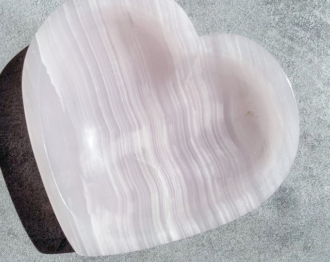 Pink calcite crystal bowl