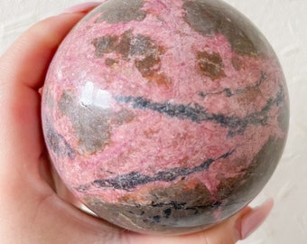 Rhodonite crystal sphere home decoration